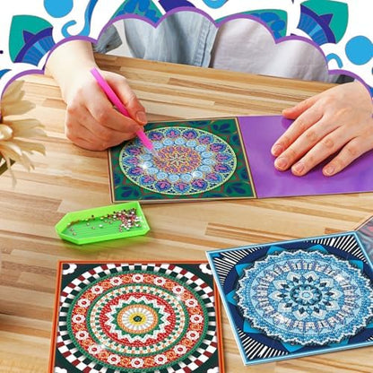 Saillong 12 Pack Mandala Diamond Painting Greeting Card Kits DIY Diamond Art Cards with Envelopes Flower 5D Rhinestones Painting Kits for Adults DIY Crafts Family Friend Birthday Gifts - Image 2