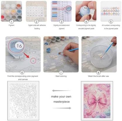 Bozfoxa Paint by Numbers Kit for Adults Beginner Pink Candy Bow - Image 3