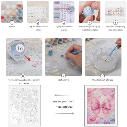 Lyngora Paint by Numbers Kit for Adults Beginner Art Decor Pink Candy Bow - Image 3