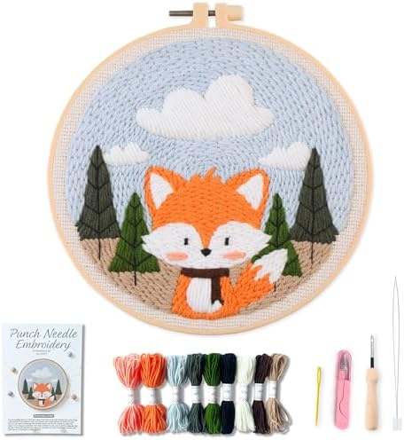 Myfelicity Punch Needle Kit for Beginners – Fox Pattern, Includes Threads & Pattern for All Skill Levels (Fox Design) by Myfelicityembroiderykit