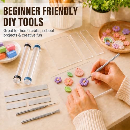 DIYOOHOMY 16pcs Polymer Clay Tools kit, Rolling Pin with Thickness Rings - Image 6