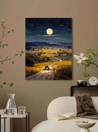 Moonlit Night Country Road with Vintage Car Paint by Numbers Kit for Adults Beginner 24colors 16x20 inch Framed - Image 3