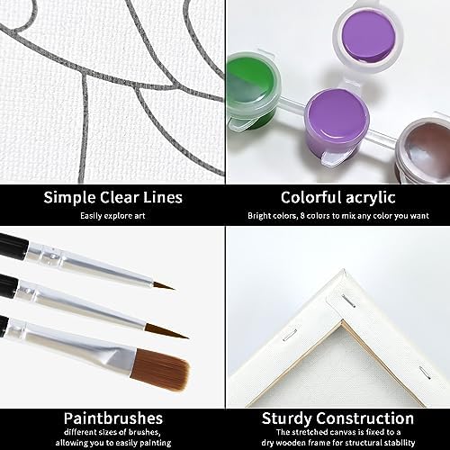 VOCHIC 4 Pack Sip and Paint Kit, Pre Drawn Canvas for Painting for Adults, Girls Night, Couples Painting Kit Date Night Games with Pictures to Paint Starry Sky Party Supplies (8 x 10 in) - Image 4
