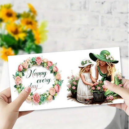 6Pcs Greeting Card DIY Diamond Art Painting Greeting Cards Special Shaped Holiday Blessing Folding Card Kit with Envelopes Arts Crafts for Birthday Festival-Mother03 - Image 6