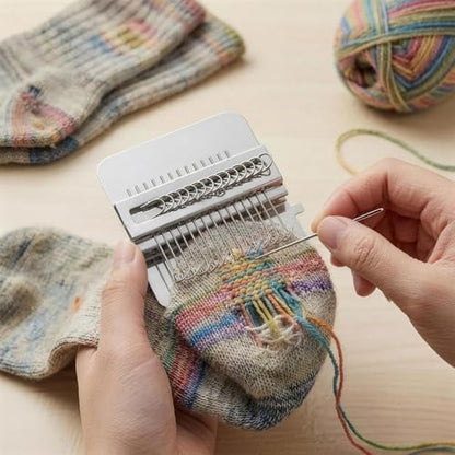 2PCS Darning Patch Maker, Darning Loom Kits, Knit Patch Crochet Kit Portable 2.0 Kit Weaving Knitting Kit for Beginners (14Hooks) Tool Set for Beginners - Image 6