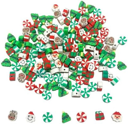 100 Pcs Christams Polymer Clay Beads Mixed Heishi Spacer Beads Supplies for DIY Bracelet Earring Necklace Jewelry Making by PEVOGON