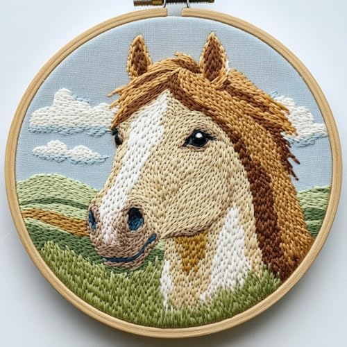 Punch Needle Kit for Beginners – Horse Design Punch Stitching Kit for Adults, DIY Needle Punch Kits for Art Crafts, Ideal for Festival Decorations & Gifts by Unknown
