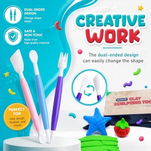 DUGATO Clay Sculpting Tools, 17 pc Double-Sided Modeling Set - Image 3