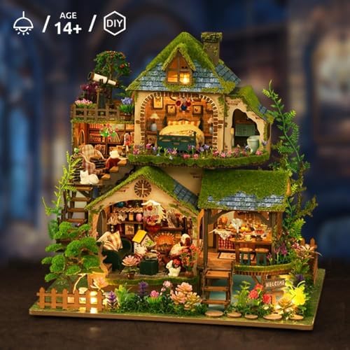 Forest Miniature Dollhouse Kit, DIY Mini House Making Kit with LED - Image 6