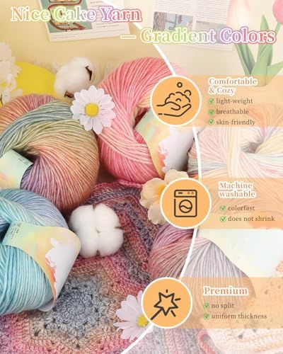 Coopay Yarn for Crocheting & Knitting, Gradient Cake Yarns (Flower Season) - Image 3