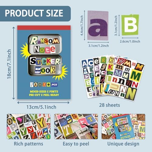 Ransom Note Sticker Book Vintage Alphabet Letter Scrapbook Supplies - Image 3