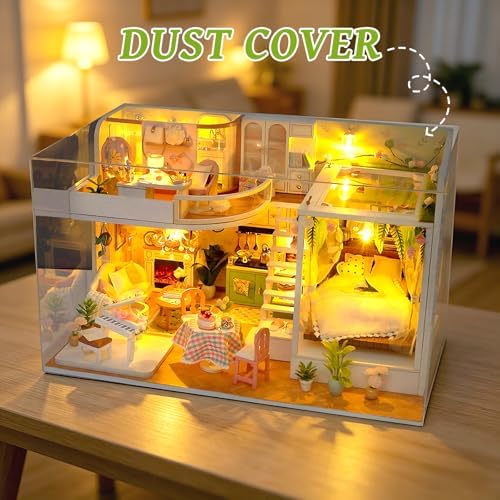 DIY Miniature House Kit, Dollhouse Kit w/Dust Cover Adult, Greenhouse - Image 7