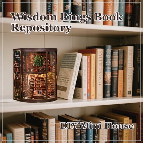 DIY Miniature Dollhouse Kit Book Nook Library with LED Light, Wooden 3D Miniature House Craft Kit for Adults, Bookshelf Insert Decor Gift - Image 3