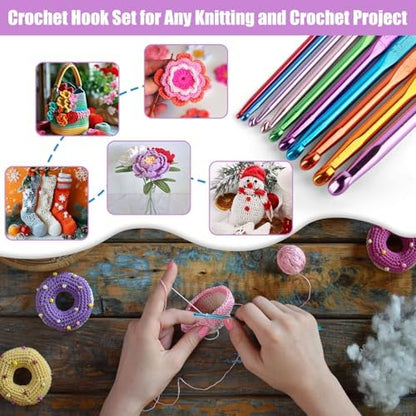 MECHEER Crochet Kits 54 Pack, Crochet Hook Set Knitting Kit for Beginners, Ergonomic Crochet Hooks Kit with Storage Case, Knitting Needles, Hand Craft Crocheting Supplies for Crocheters - Image 7
