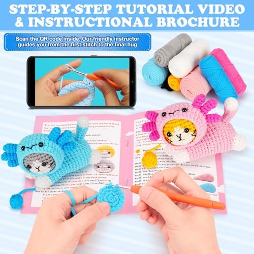 Crochet Kit for Beginners, Axolotl Beginner Crochet Kit for Adults Kid - Image 4