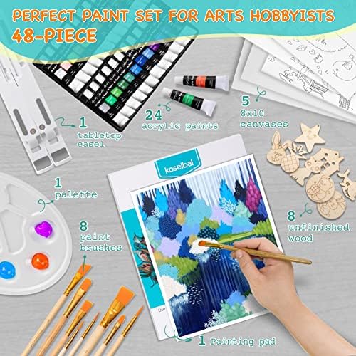 koseibal Kids Acrylic Paint Set with Canvas, Easel, More Art Supplies - Image 2