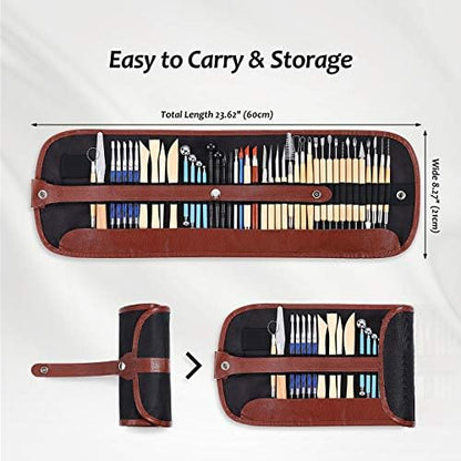 ISSEVE 43Pcs Pottery Clay Sculpting Tools, Clay Tool with Carrying Case Bag - Image 2