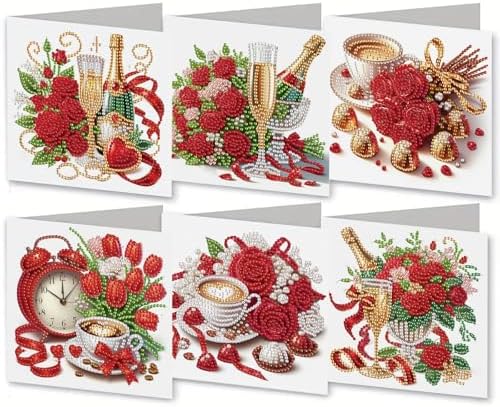 MaiYiYi 6 Packs DIY Rose Diamond Painting Art Greeting Cards Kit by MaiYiYi