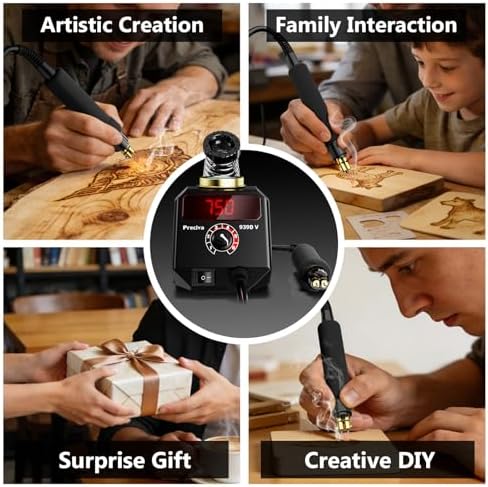 Wood Burning Kit,40W Wood Burning Pen with Adjustable Temperature 482°F–1382°F & Digital Display, Wood Burning Tool Kit with 20pcs Tips and Heat-Resistant Handle for Wood & Leather Crafts - Image 7