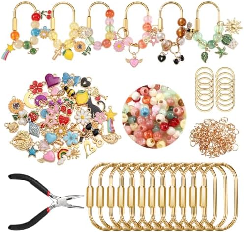 Sureio 235 Pcs Gold Brass Carabiner DIY Kit 12 Set Carabiner Bag Making by Sureio