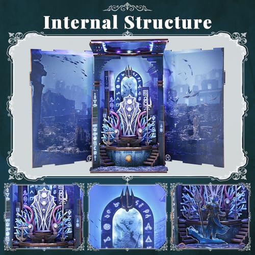 MiniCity Throne of Aqua Book Nook Kit, 3D Wooden Puzzle Bookshelf Insert - Image 5
