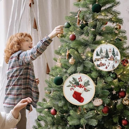 RUIQLXHANG Christmas Embroidery Kit, Christmas Gnomes Embroidery Kits for Beginners with Pattern, Cotton Threads, Needles, Instruction, 20cm Hoop, Gift for Mom, Grandma (Resort) - Image 7
