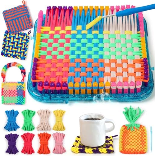 IQKidz Weaving Loom Kit Toys, DIY Arts and Crafts for Kids and Adults, Ideal Gifts for Girls Ages 5 6 7 8-12 13, Easy Potholder Loom Knitting Activity for Beginners, 224 Craft Loops by IQKidz