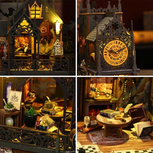 Spilay DIY Miniature Dollhouse Kit,DIY Dollhouse Kit with Wooden Furniture,Dust Proof Cover, Music Box and LED,Handmade Crafts Gifts for Birthday Christmas and Valentine's Day - Image 5