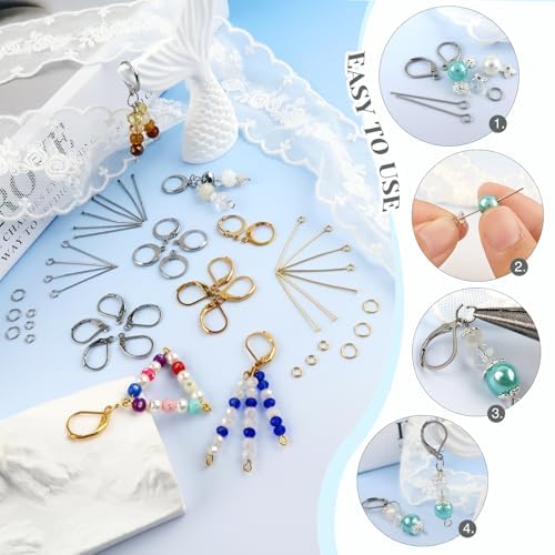 TOAOB 200pcs French Earring Hooks with Head Pins and Jump Rings - Image 3