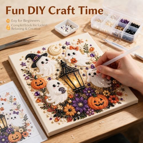 LDLXLHTE Halloween Ghost Pearl Art DIY Kit,Pearl Painting Kits for Adults - Image 4