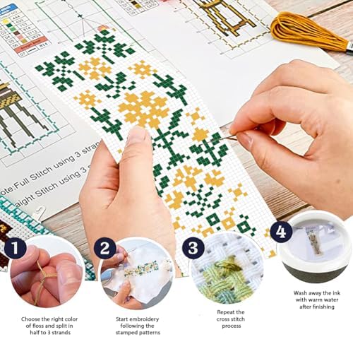 FREEBLOSS 6 Set Cross Stitch Bookmark Kits 11CT 8"x2.4" Flower and Leaves - Image 4