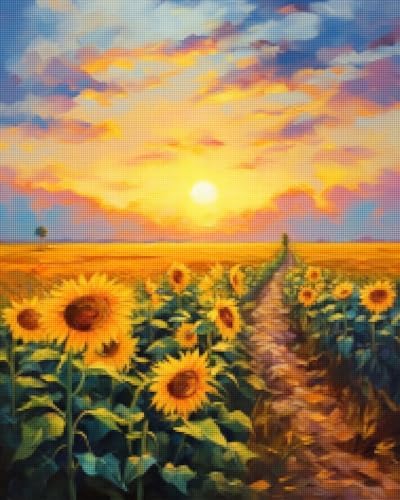 CISDKK Flowers PDF Pattern,Embroidery Kits for Beginners Adults,Sunflower,Painting,Digital Download,Oil Painting,11CT,17.33 * 17.33 inch by Unknown