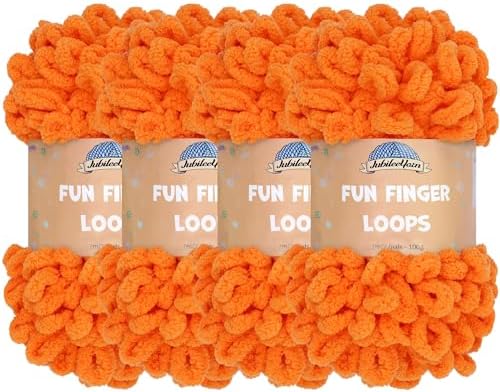 JubileeYarn Fun Finger Loops Yarn - Orange Peel - 4 Skeins by BambooMN