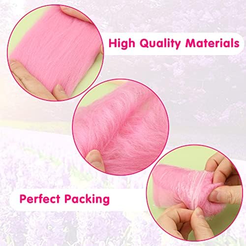 WONVOC Needle Felting Wool 5.64oz/160g, Wool Roving, 16 Colors Felting Wool, Wool Roving for Needle Felting, for DIY Craft Materials and Felting Wool Craftsmen - Image 6
