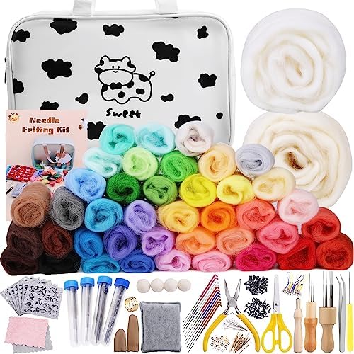 Mayboos Needle Felting Kit, 42 Colors Wool Roving Set by Mayboos