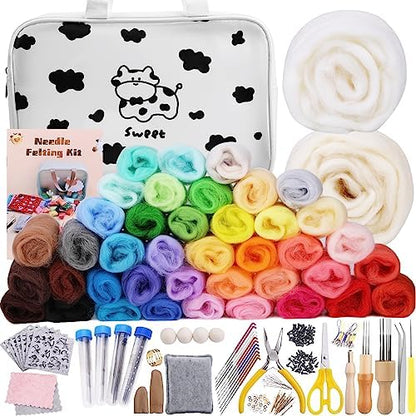 Mayboos Needle Felting Kit, 42 Colors Wool Roving Set by Mayboos