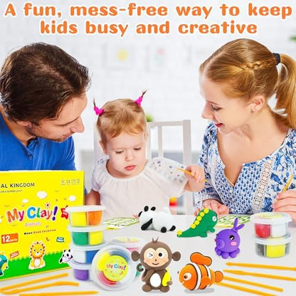 LanMa Air Dry Clay Kit for Kids, 12 Pack Animal Air-Dry Art Kits with Ultra Light & Soft Modeling Clay, Instructions, Sculpting Tools, Christmas Birthday Gifts for Boys Girls - Image 5