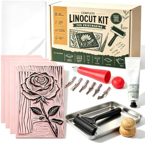 Linocut Kit for Printmaking,DIY Arts Crafts Stamp Carving Kit for Beginners by Unknown