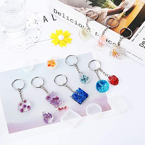 WILLBOND 67 Pieces Resin Keychain Molds Silicone with Hole, 5 Shapes - Image 6