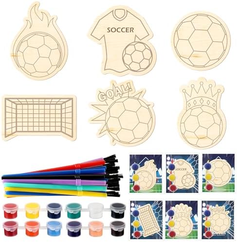 Chunful 24 Sets Soccer Party Favors Wooden Painting Crafts Kits by Chunful