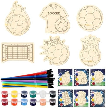 Chunful 24 Sets Soccer Party Favors Wooden Painting Crafts Kits by Chunful