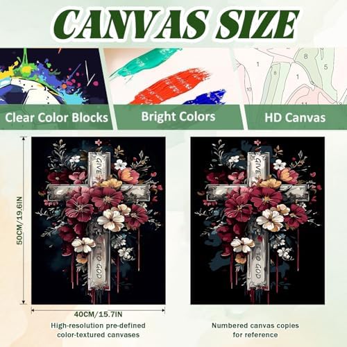 ICYANART Paint by Numbers Kit for Adults Beginner Cross Number Painting - Image 3