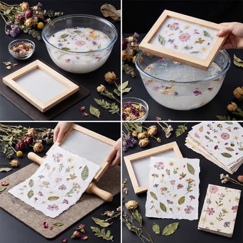 Ngdhkd 3Pcs Paper Making Frame Kit Wooden Paper Making Screen with Mesh - Image 2