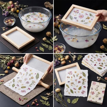 Ngdhkd 3Pcs Paper Making Frame Kit Wooden Paper Making Screen with Mesh - Image 2