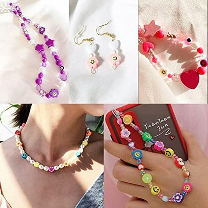 100pcs Mixed Polymer Clay Spacer Beads for Women Jewelry Making DIY Bracelet Necklace Hair Clip Accessories (Smile Face Flower) - Image 7