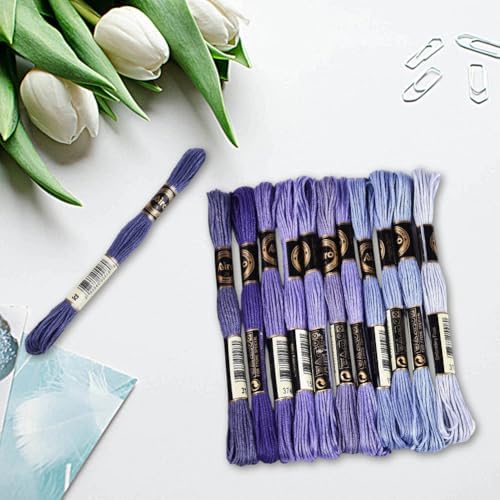 12 Skeins 105 Yards 6 Strands Purple Assorted Friendship Bracelet String Embroidery Thread Yarn Cross Stitch Bulk Variegated Gradient Floss Set for Felt Projects Sewing Making Craft DIY - Image 3