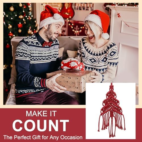 INFUNLY 3 Set Christmas Tree DIY Macrame Kit for Beginners with Video Tutorial and Instructions Handmade Woven Christmas Trees Kit Christmas Tree Macrame Hanging Ornaments for Wall Hanging Home Decor - Image 4