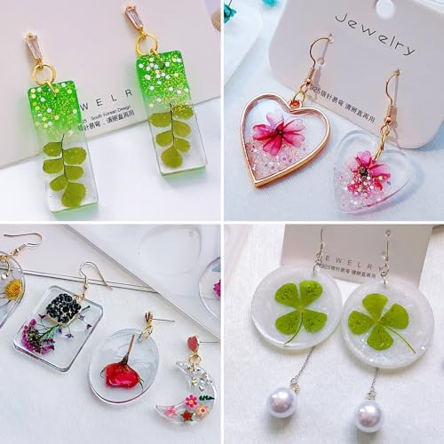 Resin Jewelry Molds, 128 Pcs Multiple UV Resin Earring Mold with Holes, Basic Epoxy Keychain Kits Bundle Complete Set, Necklace Pendant Moldes para Resina Epoxica for Female - Image 5