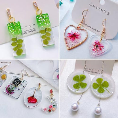 Resin Jewelry Molds, 128 Pcs Multiple UV Resin Earring Mold with Holes, Basic Epoxy Keychain Kits Bundle Complete Set, Necklace Pendant Moldes para Resina Epoxica for Female - Image 5