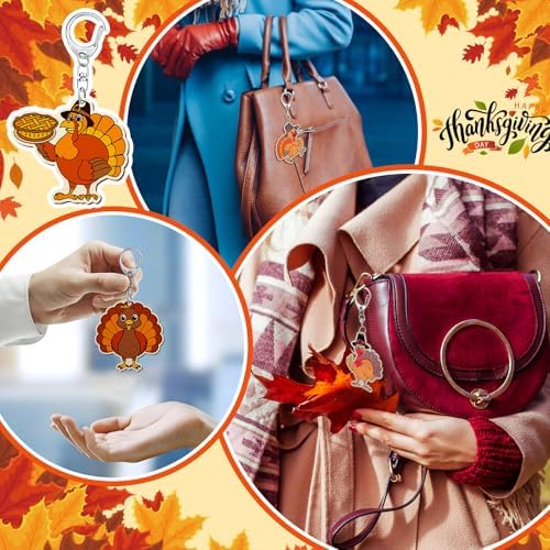 Trnayi 36 Pcs Thanksgiving Turkey Wood Keychain DIY Craft - Image 5